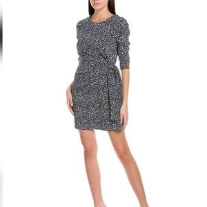 NWOT Duffield Lane Louisa Dress Size XS Grey Leopard Side Tie Shift